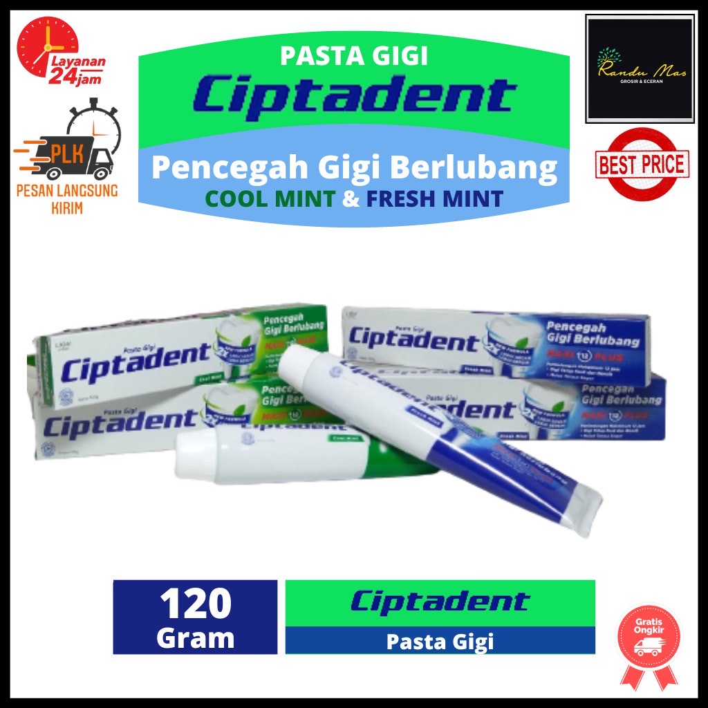 CIPTADENT Pasta Gigi Fresh Cool Mint 120gr Perawatan Mulut Gusi Pencegah Giggi Berlubang
