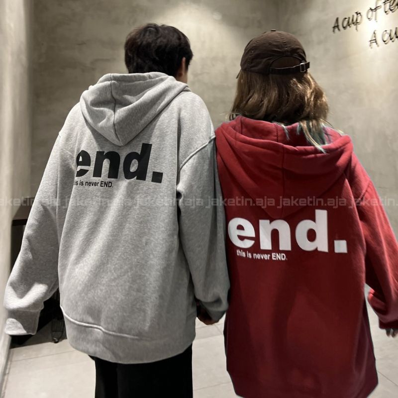 Zip Hoodie Jacket Oversize Boy Girl THIS IS NEVER END (6XL 5XL 4XL 3XL 2XL XL L M S ) Jaket Resleting Couple Love matching Jumbo Bigsize Harajuku Urban Korean Style Maroon Abu Muda Grey