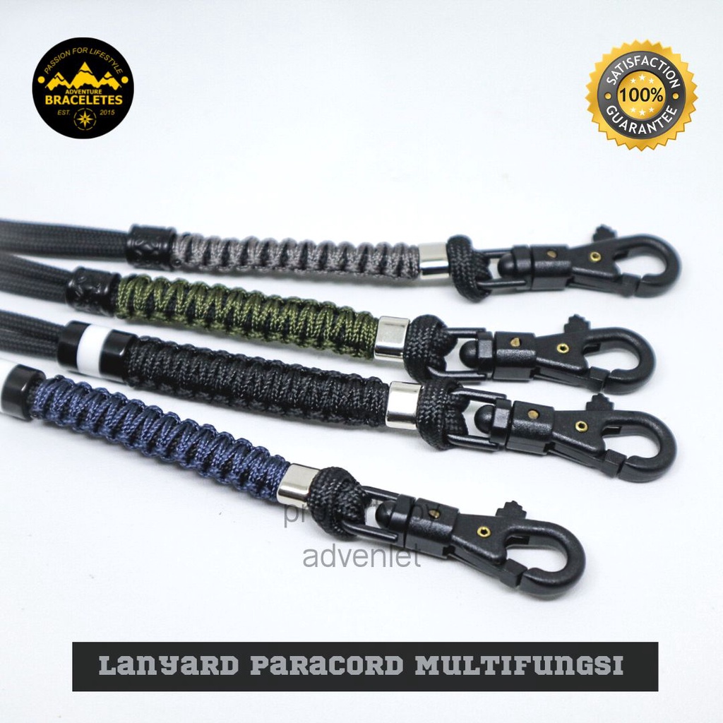 Tali Lanyard ID Card Holder Paracord 550 lbs 4mm Premium Tactical Kobra Knot Multifungsi Free Karet O Ring 13mm 20mm 40mm