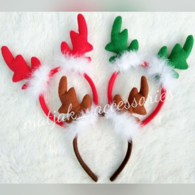 Bando Natal Dewasa Desain Tanduk Rusa Bulu Bando Rusa Raindeer Antler Headband