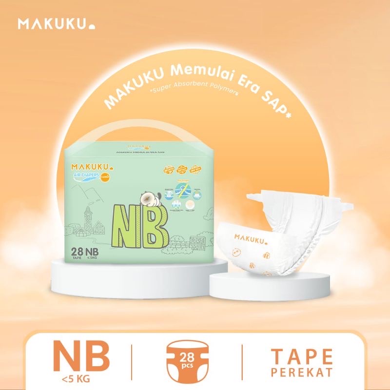 pempers MAKUKU air Comfort+ tape NB28 diapers popok bayi