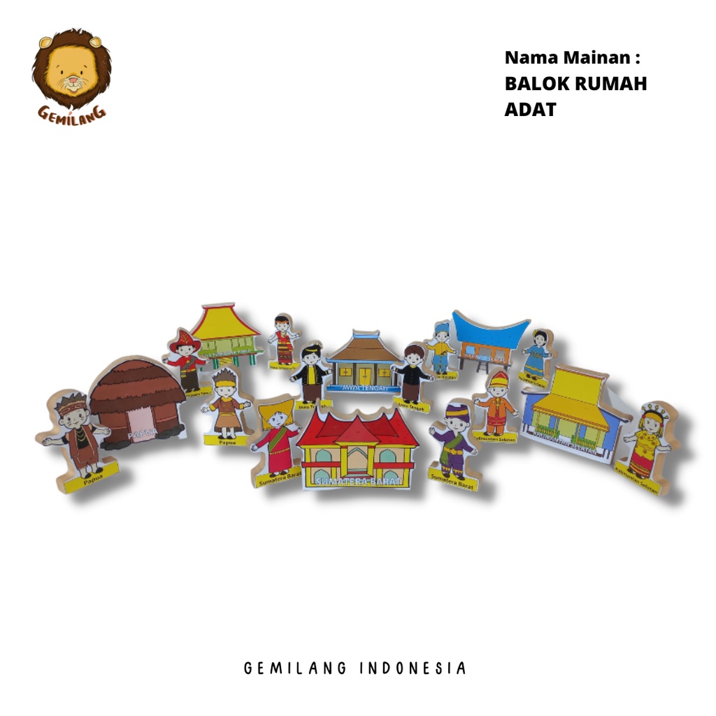 BALOK RUMAH ADAT MAINAN KAYU/ MAINAN EDUKASI / ALAT PERAGA EDUKASI / MAINAN MONTESSORI