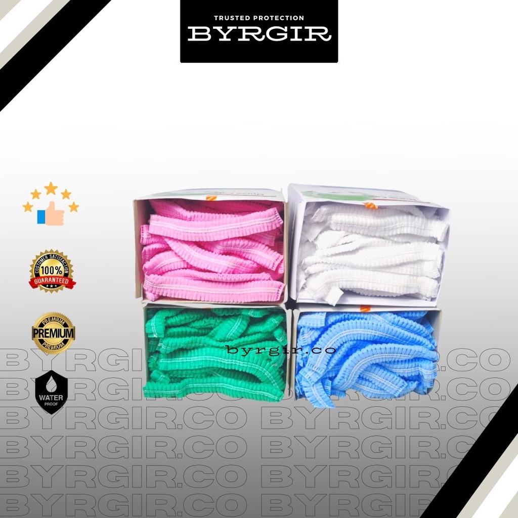 Disposable Hair Net Disposal Topi Penutup Pelindung Kepala Head Mob Surgical Shower Doctor Nurse Cap