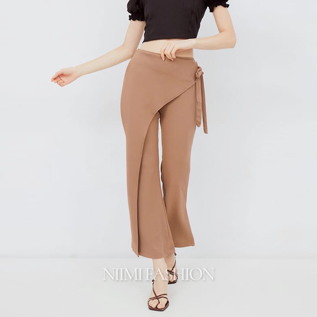 NIMI - Milove Cutbray Knit Celana Cutbray High Waist Knit Wide Leg Premium