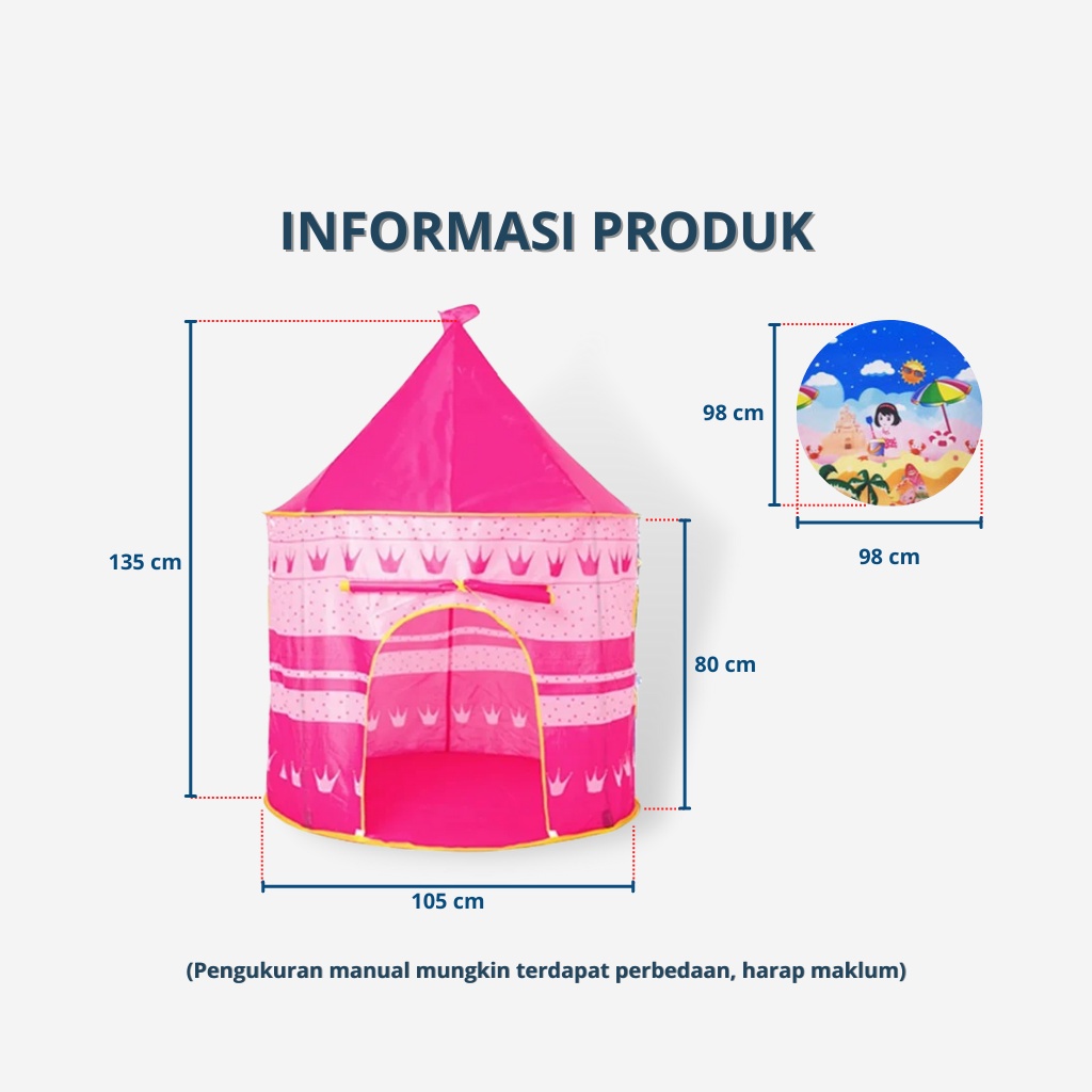 KIDDAILY TENDA ANAK TENDA MAINAN ANAK TENDA BAYI PRINCESS LUCU KASTIL MAINAN ANAK INDOOR OUTDOOR PORTABLE KD