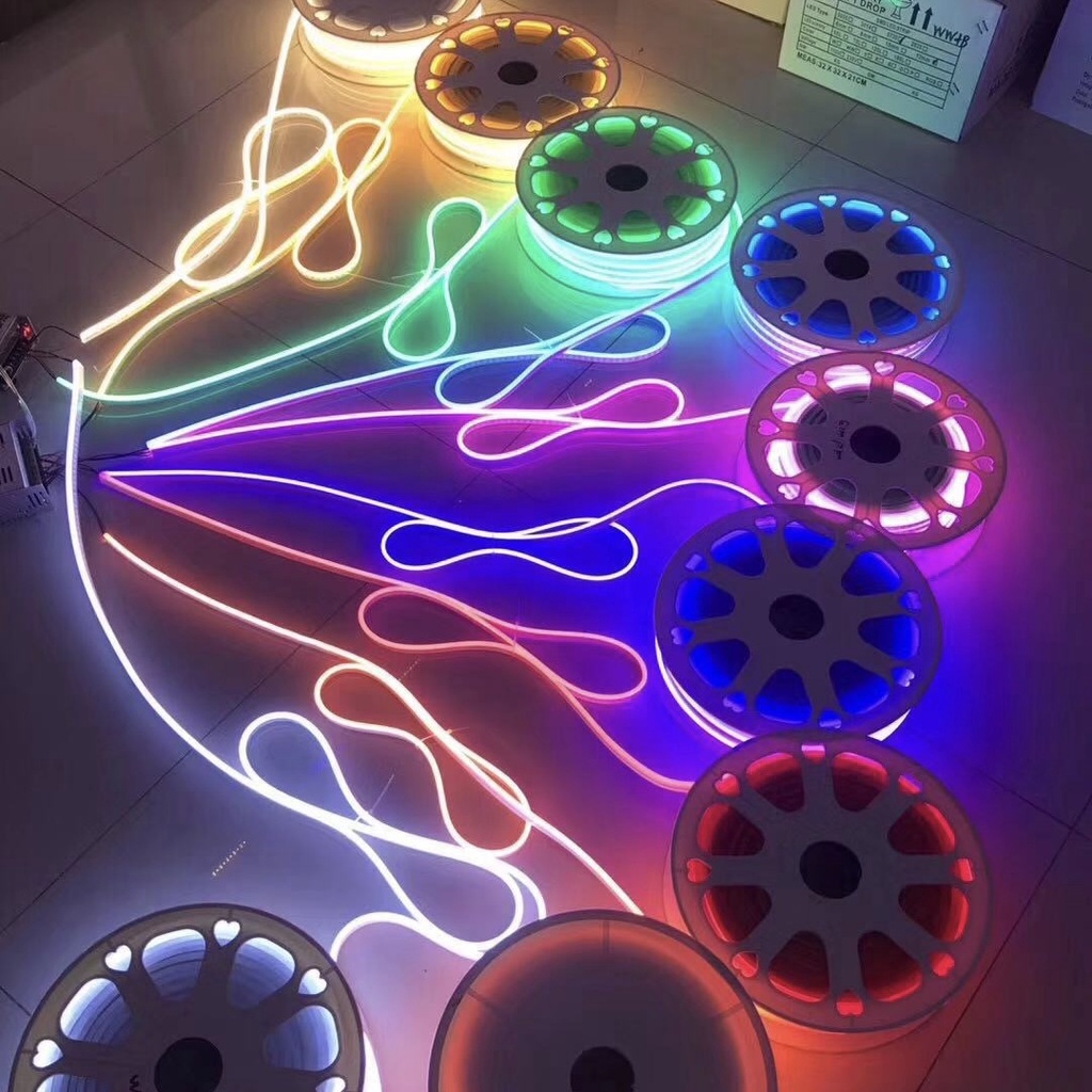 Paket Lampu Neon Flex 220v 1m 2m 3m 4m 5m 5 meter Led Selang Fleksibel 220v Warna Neon Box Outdoor ip65 Huruf DIY 220v strip