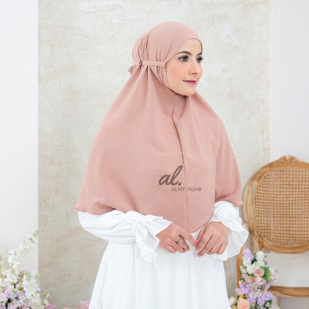 Bergo Crinkle Konektor Airflow Maryam Tali Kancing Masker Hijab instant khimar ironless Kerudung crinkle Jilbab simpel 2in1