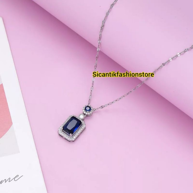 KALUNG TITANIUM WANITA LIONTIN BATU HIJAU TRENDING ASLI TITANIUM ANTI KARAT SELAMANYA KALUNG TITANIUM FASHION STYLE WANITA KOREA KEKINIAN LIONTIN BATU AKIK HIJAU PERMATA HARIAN KADO ULANG TAHUN