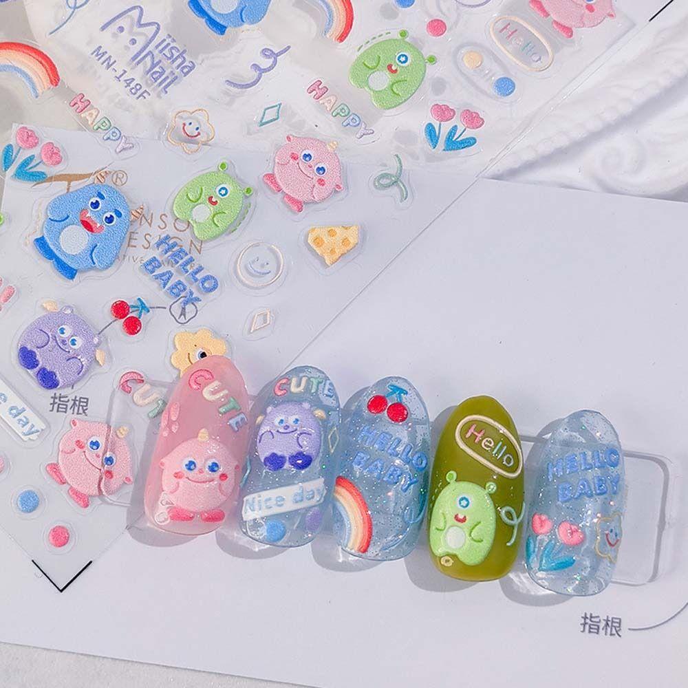 Mxbeauty Kartun Stiker Kuku Lucu Perekat Diri Kucing Hewan Manicure Aksesoris Bugs Bunny Nail Art Dekorasi