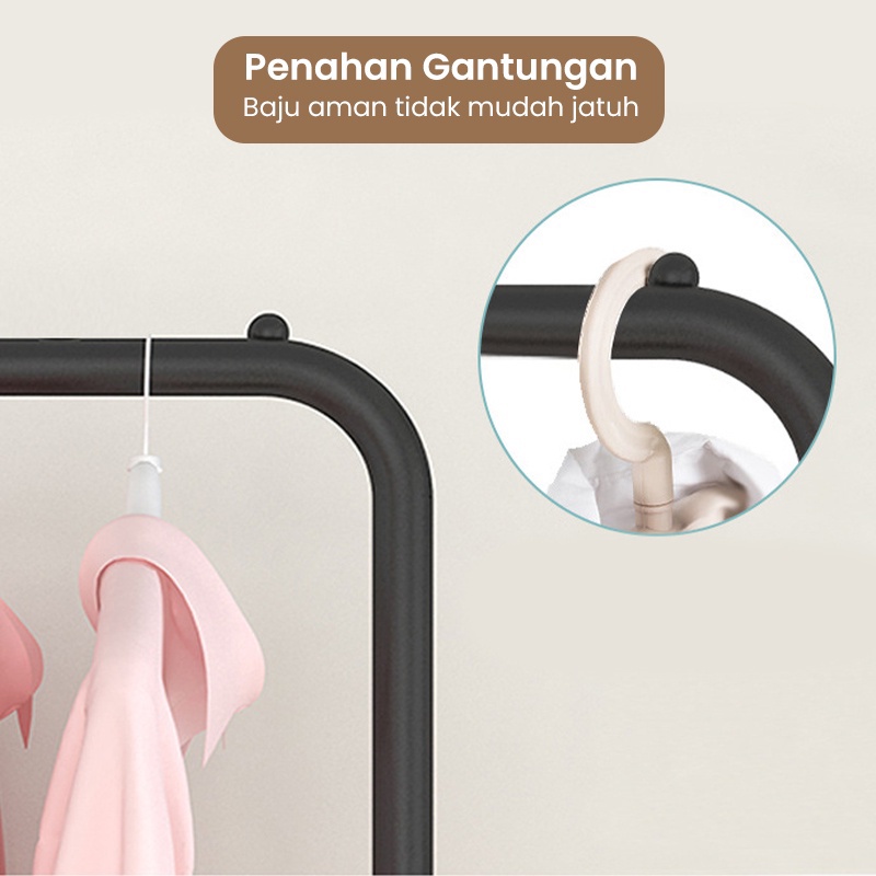 Double Stand Hanger Rak Gantungan Baju Aesthetic Gantungan Portable Baju Hanger Besi