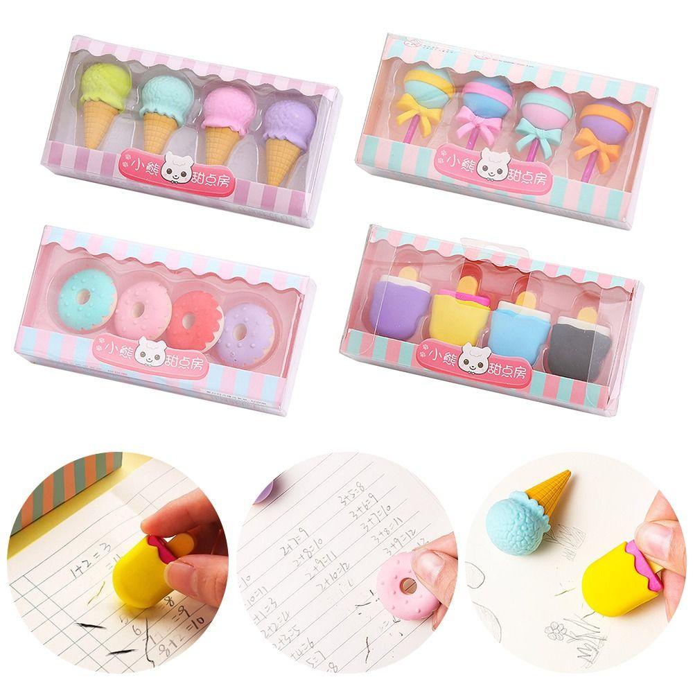 Pineapple 4PCS Erasers Set Hadiah Untuk Pelajar Anak-Anak Kreatif Karet Penghapus Pensil