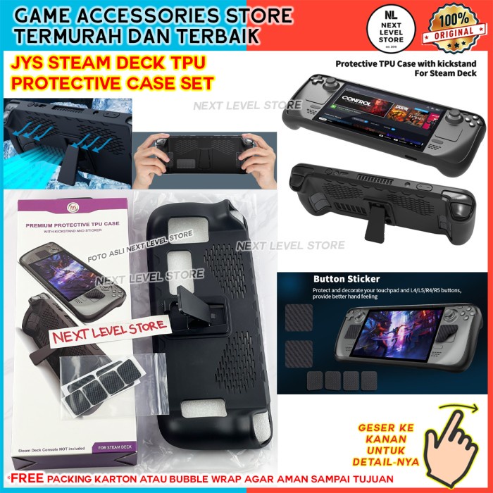 JYS Steam Deck TPU Full Protective Case Set Original Kickstand Sticker