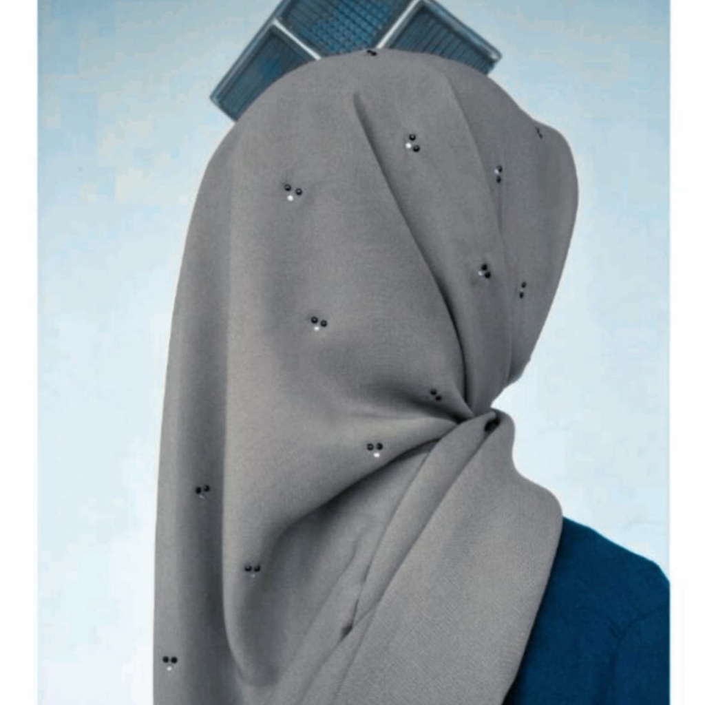 HIJAB SEGI EMPAT SWAROSKI / SEGI EMPAT PAYET TABUR MUTIARA FULL BELAKANG