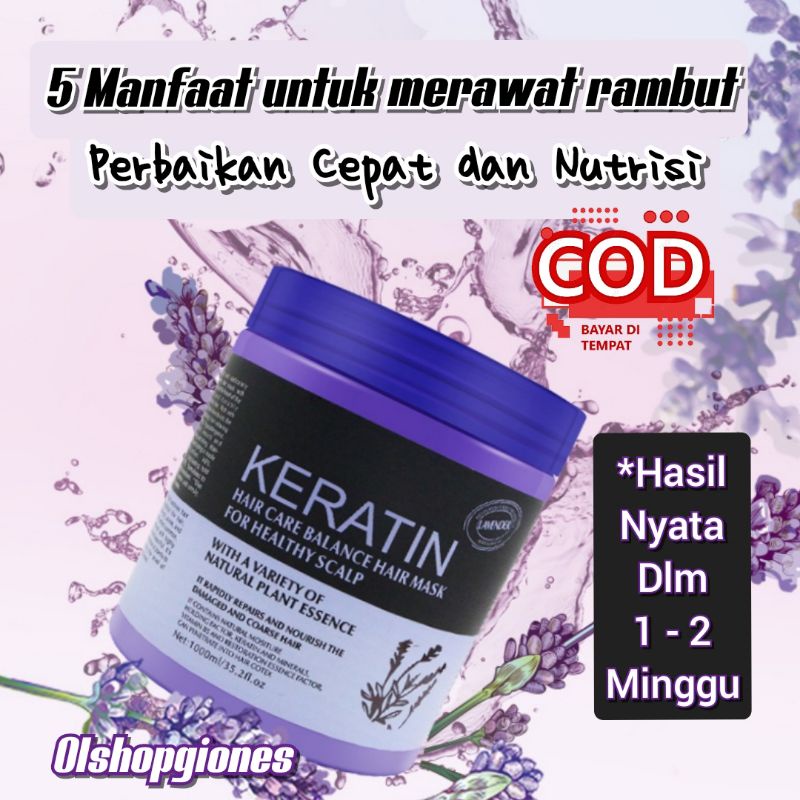 Mask Keratin Lavender Masker Rambut Rusak 500ml Vegan Spa Original ori
