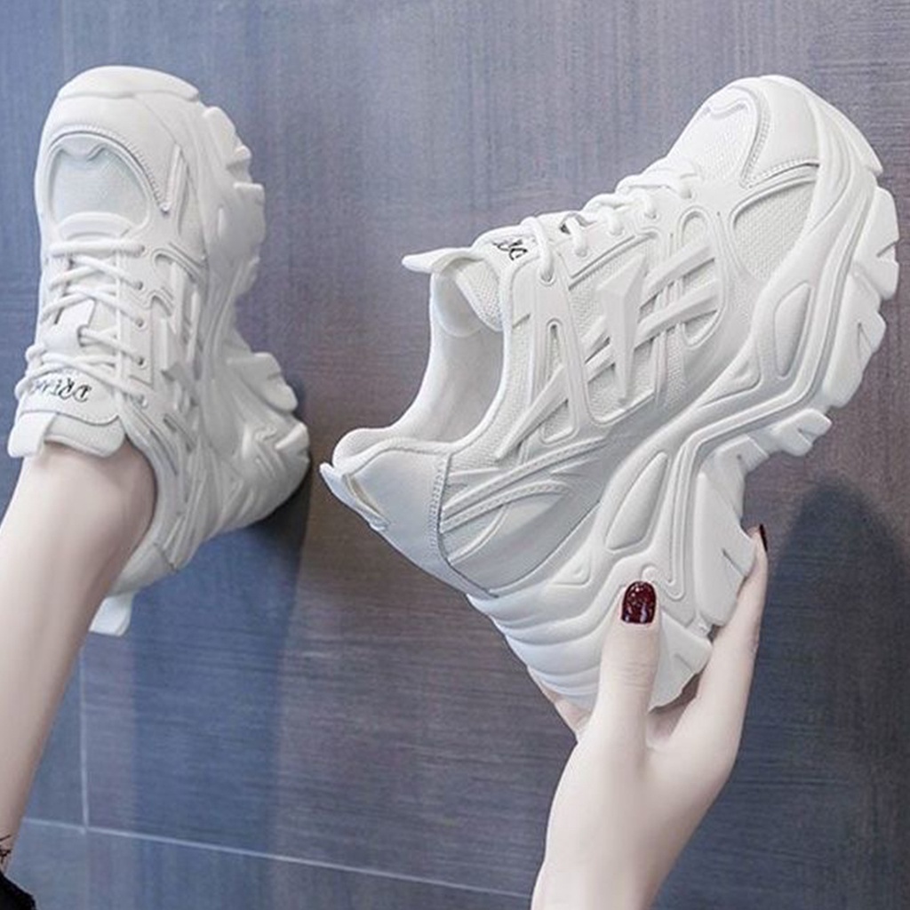Sepatu Wanita Hak Tinggi Bertali Sneakers Cewek Korean Style Terbaru Premium