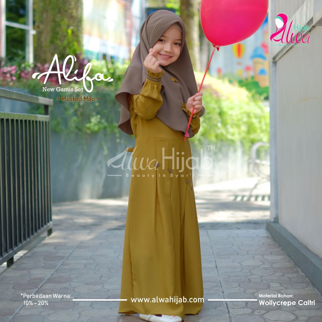 ALIFA GAMIS ANAK MUSTARD S BY ALWA HIJAB/GAMIS KIDS/GAMIS ANAK POLOS/GAMIS ANAK