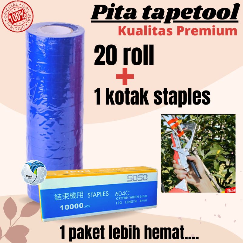 Pita Tapetool 20 roll Dan Staples Tape Refil Pita Tapetol Pita Isi Ulang Pita Tanaman