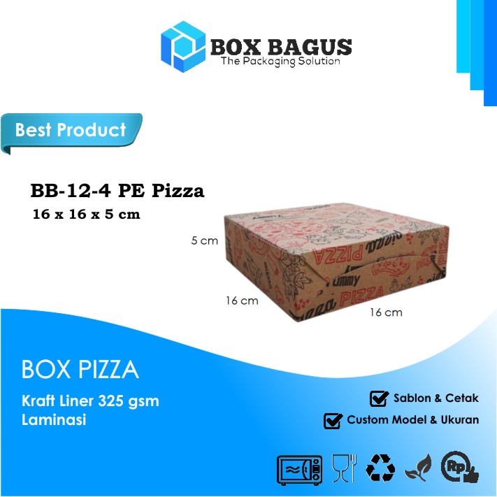 (PIZZA) BOX DUS 16x16x5 KRAFT 325 GSM LAMINASI - KOTAK HAMPERS ROTI KUE