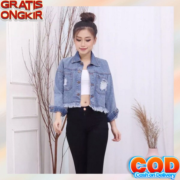 Jaket Wanita Korea Import Cwe Distro Cewek Jins Jaket Levis Jacket Jeans Jeket Jeans Crop Oversize C