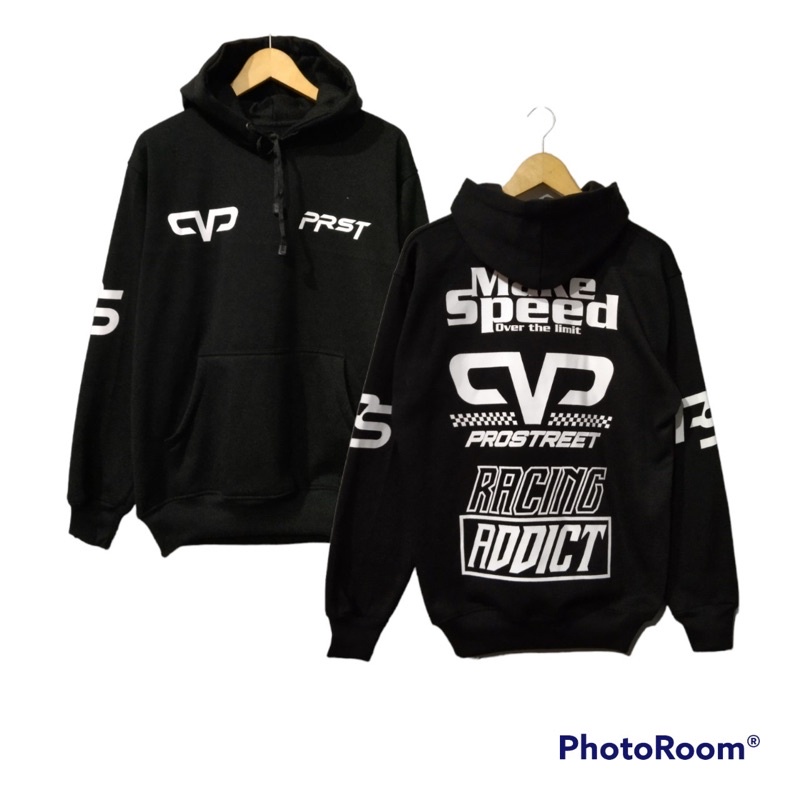HOODIE PROSTREET RACING ADDICT BLACK TERBARU - JAKET MOTOR PRIA -JAKET SUNMORI -SWEATER RACING BLACK