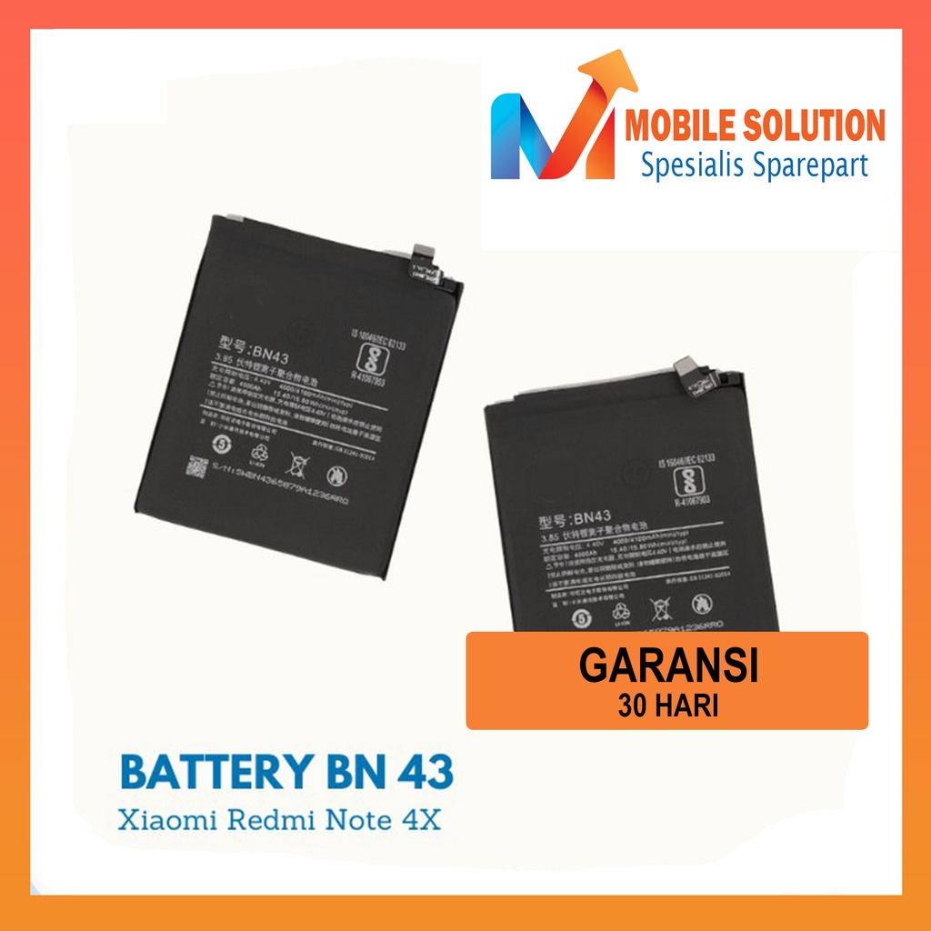 Grosir Baterai Xiaomi Redmi Note 4X Processor Snapdrgon / Baterai Xiaomi BN43 High Version Garansi 1 Bulan + Packing