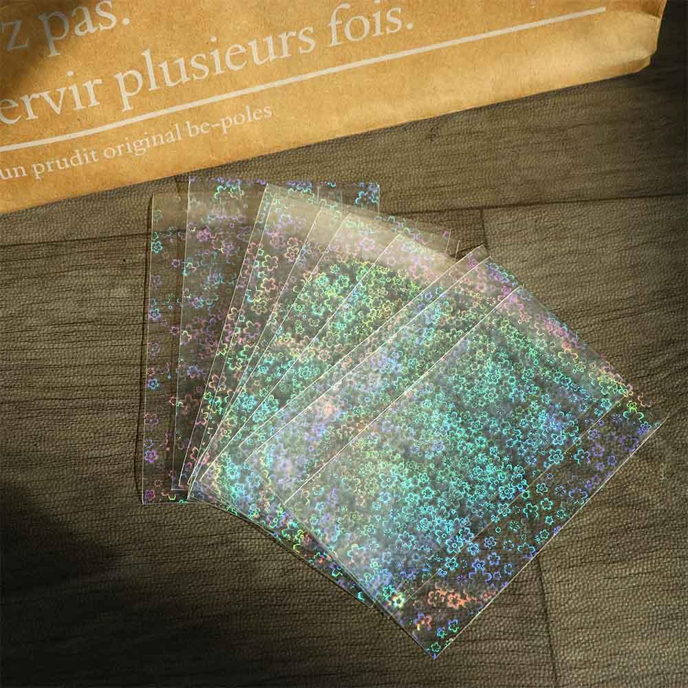 Agustinina Postcard Protector Sleeves Transparan Kedip Star Grid Hologram Film Sakura Card Protector