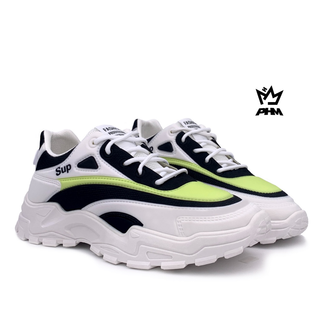 PHM Shoes [COD] Minos Putih Kuning Sepatu Sneakers Pria Olahraga Sport Shoes Casual Running