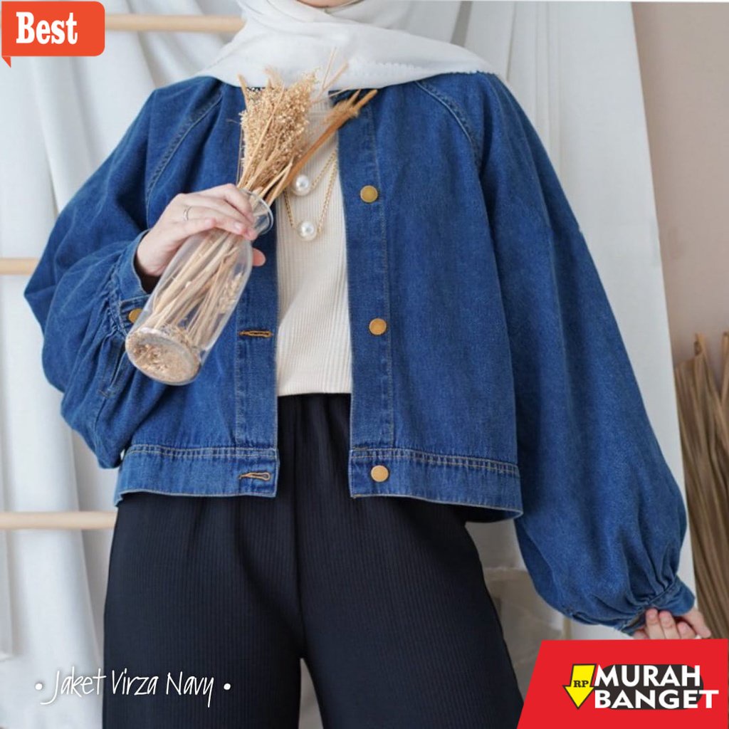 jaket hijaber Virza Jaket balon denim wanita
