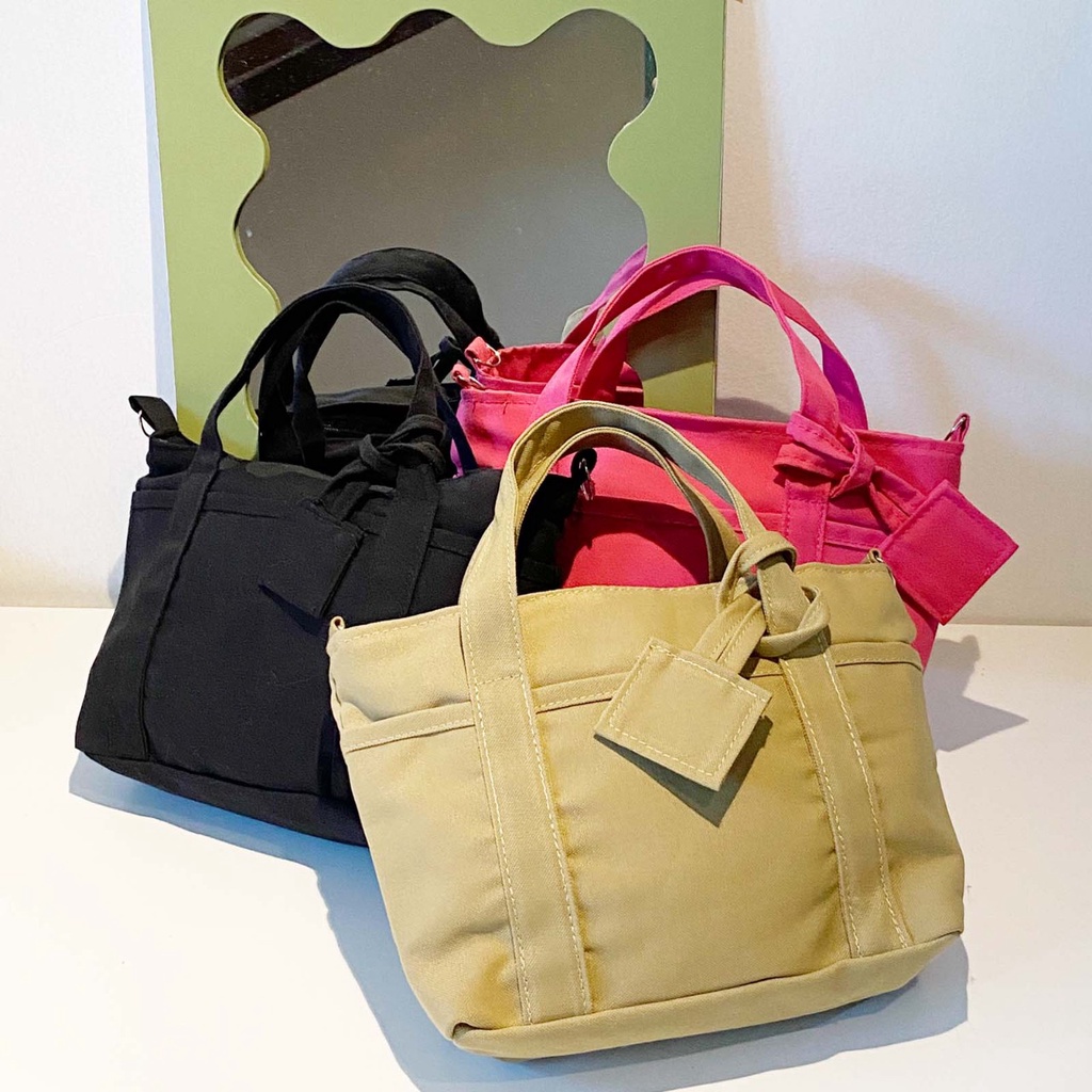 GRETA Tas Selempang Canvas Polos Slingbag Unisex  Remaja Cute Korean Style By Chikoisme NR