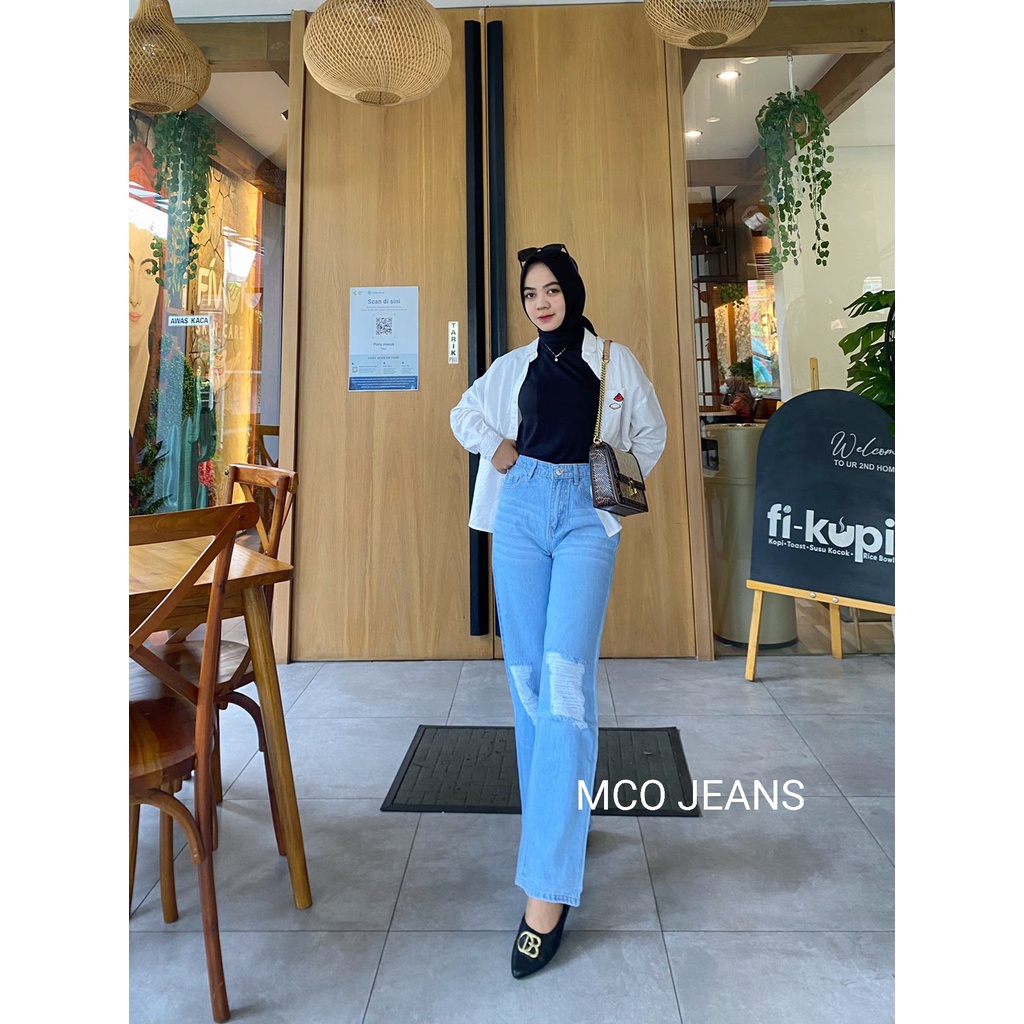 MCO - Celana Jeans Panjang - Hotty Cullote  Kulot Jeans Yeslyn Sobek Ada Lapis Modis OOTD Terkini