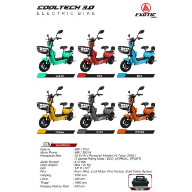 PROMO GRATIS ONGKIR SEPEDA LISTRIK EXOTIC Cooltech 3.0