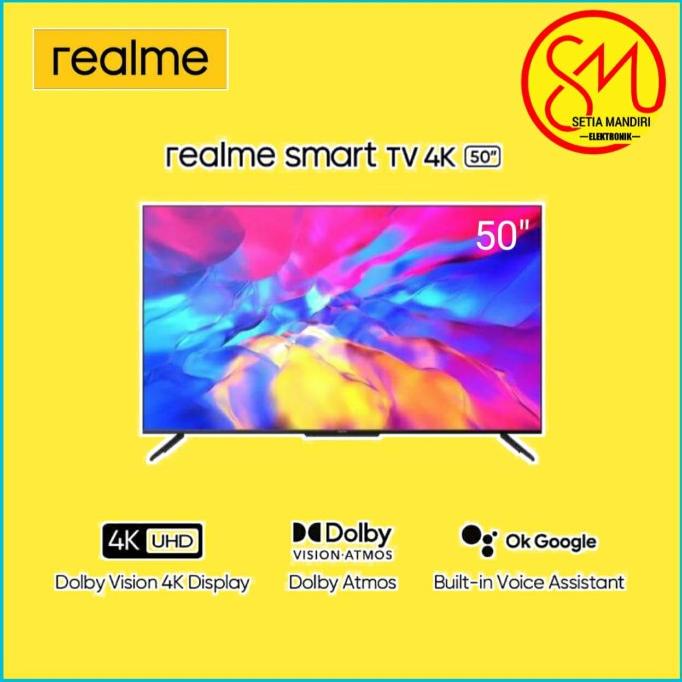 T0P REALME SMART ANDROID TV LED 50 INCH 4K UHD DOLBY ATMOS GOOGLE ASSITANT NICE