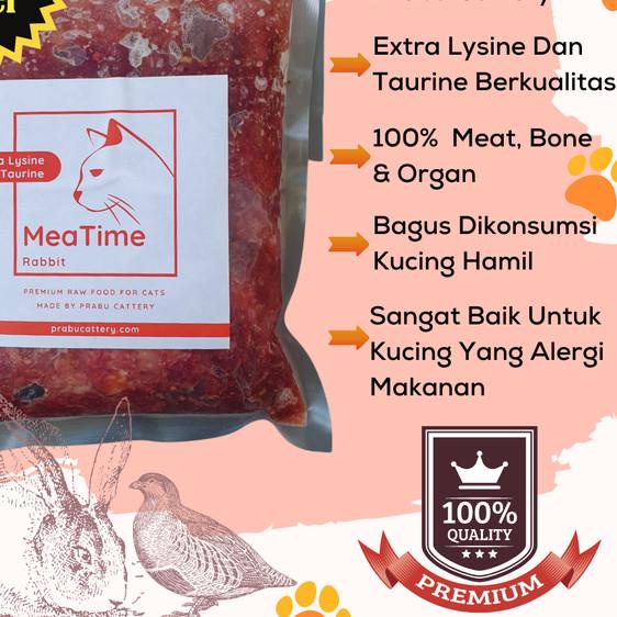 Meatime Rabbit, Makanan Kucing, Rawfood, Daging Kelinci Puyuh Giling