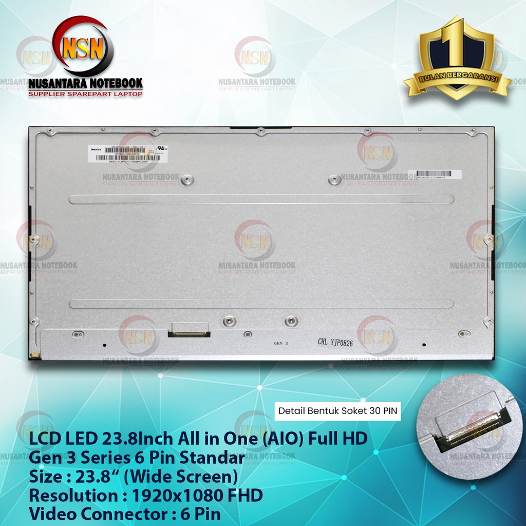 LCD LED 23.8 Inch Full HD All In One Soket 6pin Gen 3 Standar M238HCA-L3B