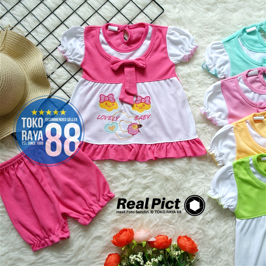 [SDR-RF35] TOKO RAYA 88, Setelan Dress Bayi 3 - 18 Bulan, RED FOREST Lovely Baby, Baju Rok Anak Pere