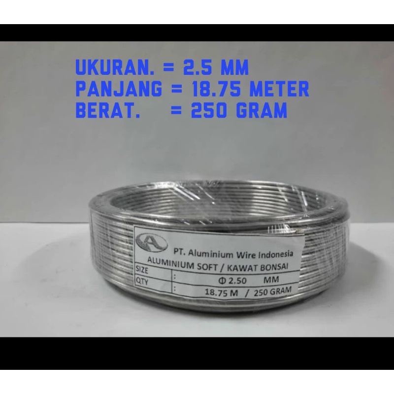 kawat Bonsai Aluminium 250 gram ukuran 2.5 mm per roll