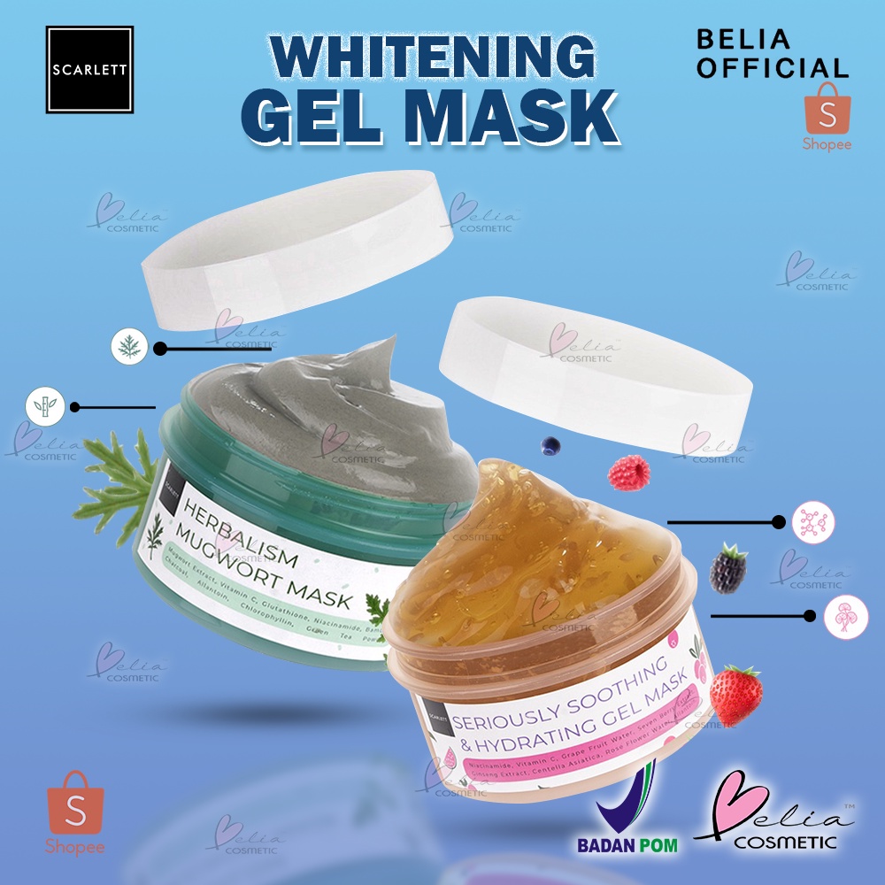 ❤ BELIA ❤ SCARLETT Whitening Gel Mask Series | Masker Wajah | Masker Gel | BPOM