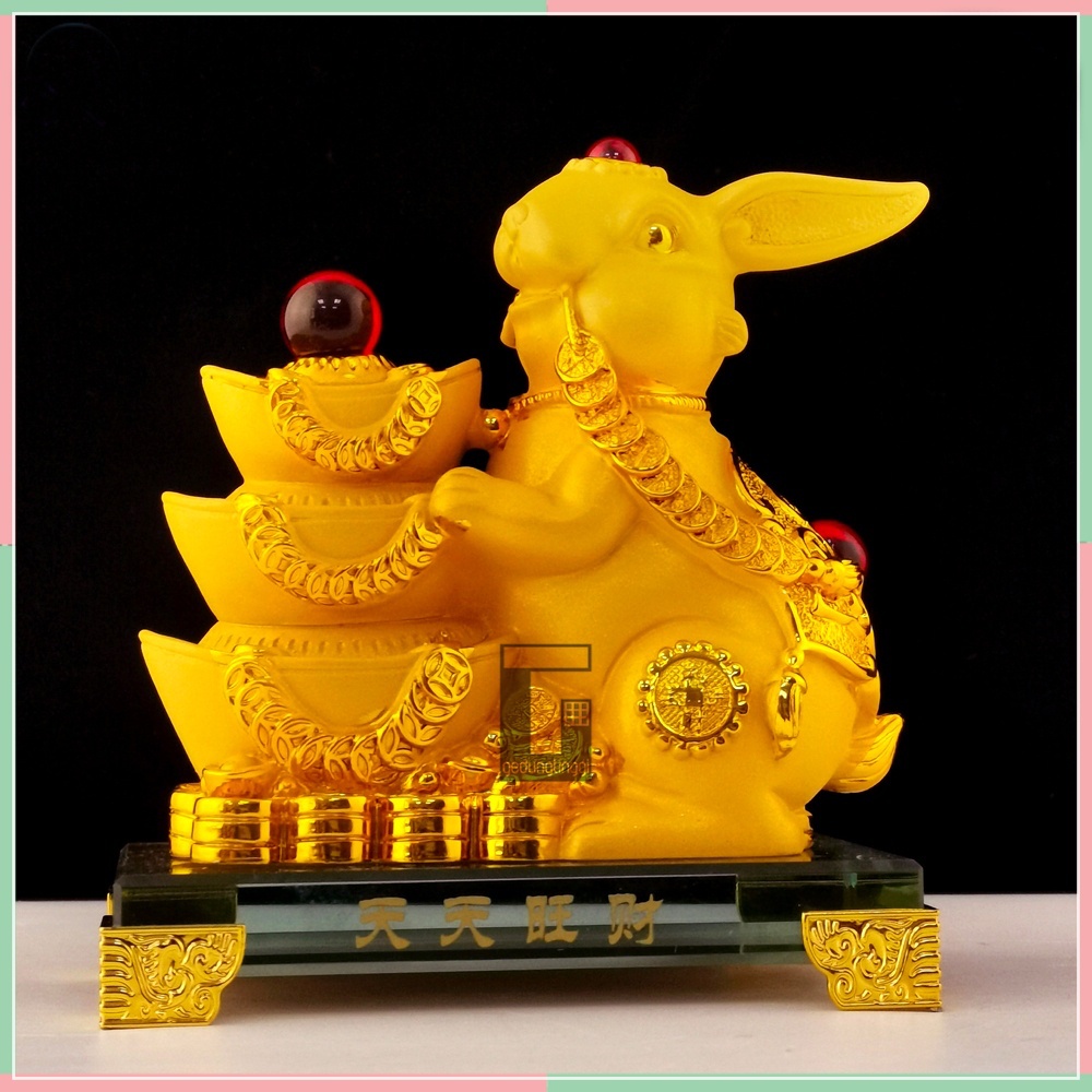 Patung Pajangan Dekorasi Hiasan Fengshui Hadiah Kado Imlek Sincia Shio Sio Sheshio Hewan 12 Animal Zodiak Bintang Binatang Hewan Shio Kelinci 2023 Rabbit Rejeki Keberuntungan Feng Shui Gold Emas Kuningan Tahun Baru Cina Ukuran Besar Jumbo Kecil Mini Gift