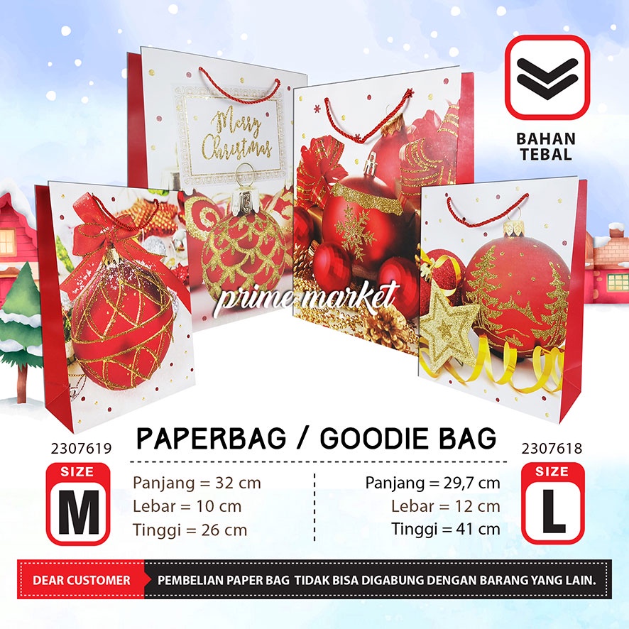

Paper Bag Natal Tebal Goodie Bag Natal Kotak Kado Natal Kotak Souvenir Natal Merry Christmas (2307618, 2307619))