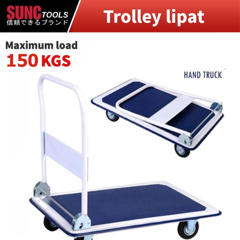 PROMO TROLLEY 150 kg hand truck handtruck troli dorongan lipat barang handle karet