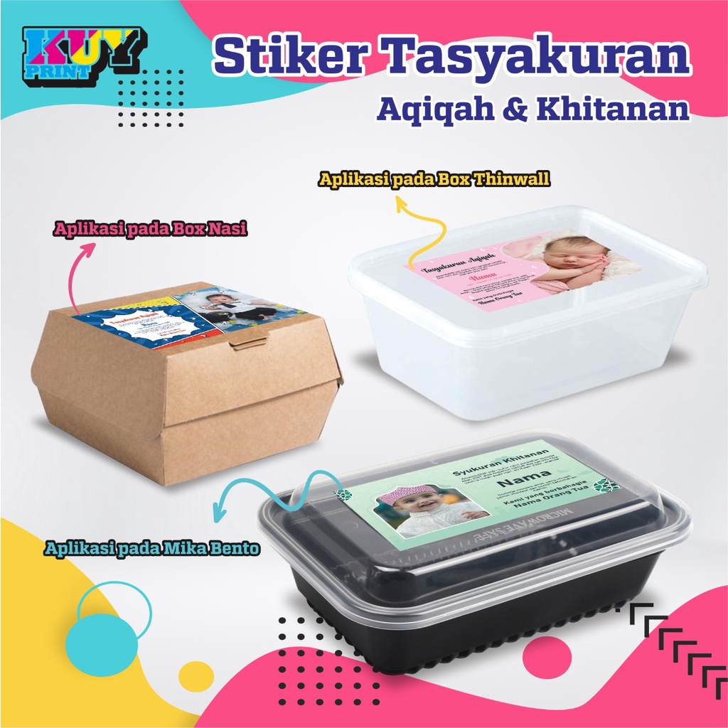 

Cetak Stiker/Kartu Tasyakuran Aqiqah / Kelahiran Anak Custom Stiker Tasyakuran Khitanan