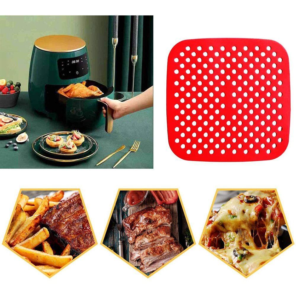 Solighter Air Fryer Liners Mat Square Tray Alas Silikon Anti Lengket