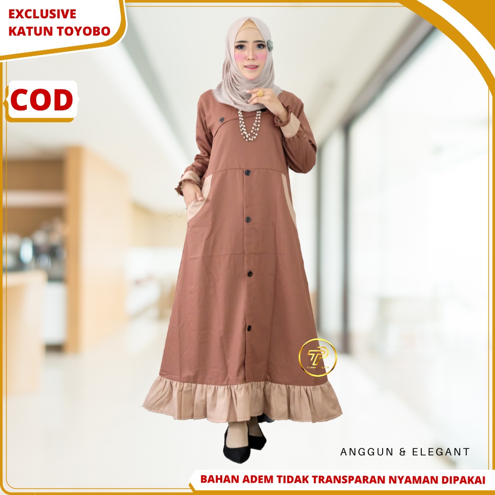 Baju Baju Gamis Wanita Perempuan Dewasa Remaja Kekinian Terbaru untuk Lebaran Bahan Katun Toyobo Pre