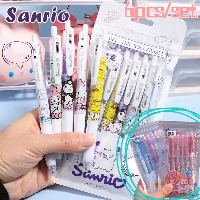 6pcs / Set Pulpen Gel 0.5mm Warna Hitam Untuk Stationery Anak