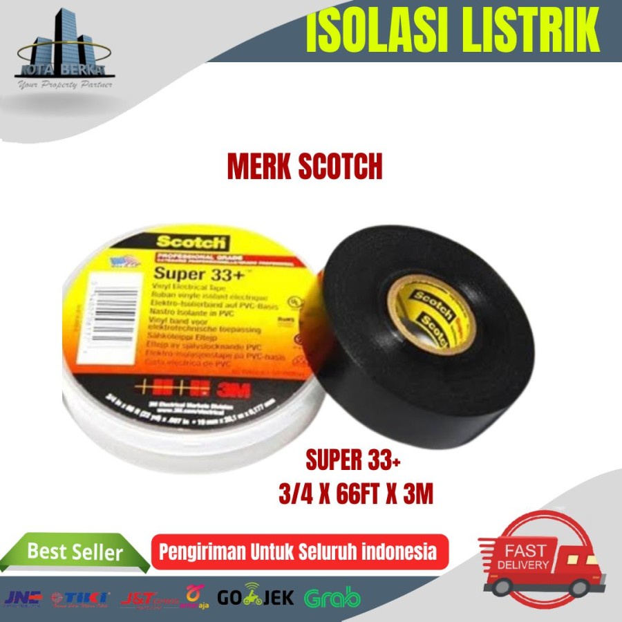 ISOLASI LISTRIK SCOTCH SUPER / ELECTRICAL TAPE SCOTCH SUPER 33+