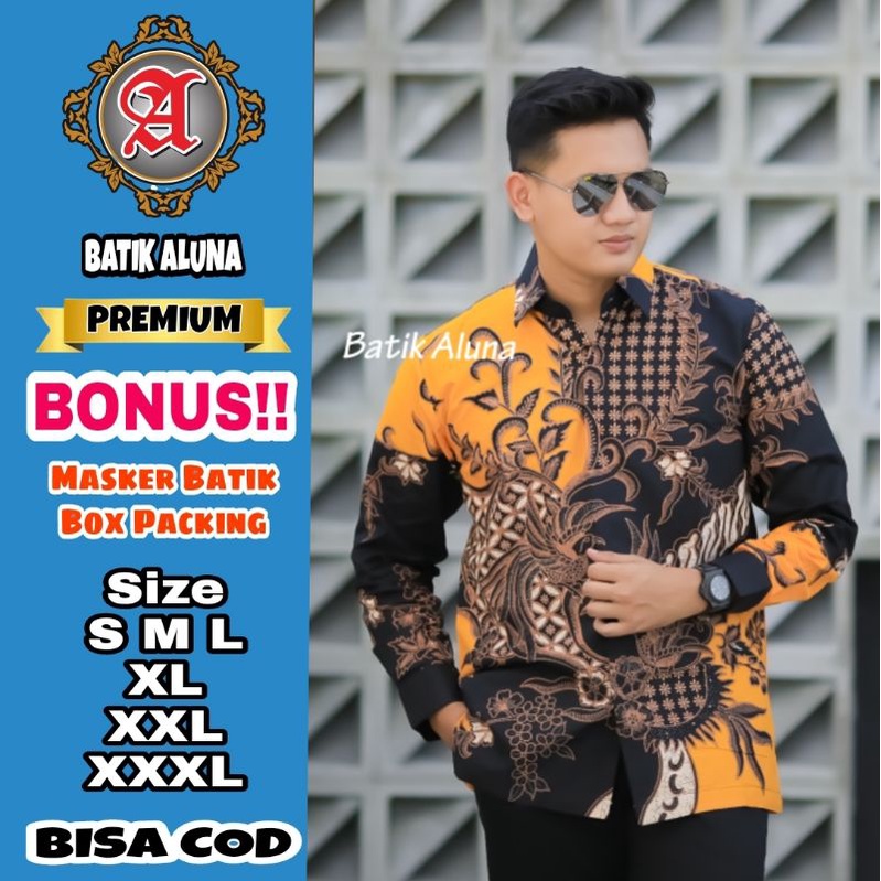 Baju Batik Pria Premium Lengan Panjang Full Furing Batik Solo Pekalongan Batik Reguler Batik Aluna P