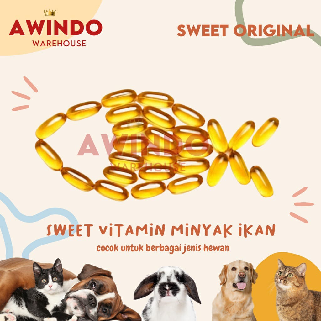 COD - SM88 - MINYAK IKAN FISH OIL VITAMIN OMEGA BULU KUCING ANJING HAMSTER 1 BUTIR