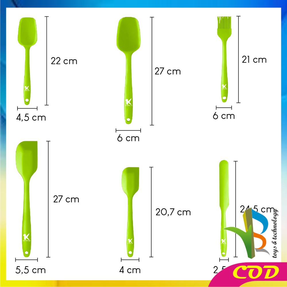 RB-C276 Spatula Silikon Tahan Panas Set 6IN1 Sutil Silicone Set Lengkap / Peralatan Dapur Kitchen Tool / Kitchen Utensil Set