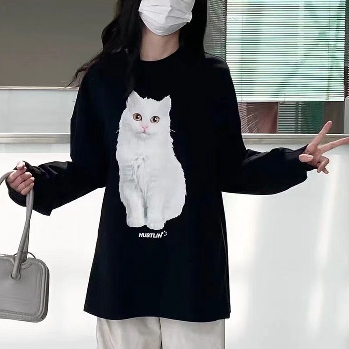 2 warna korean style atasan baju wanita kekinian Sweater Oversize  Cat Wanita/Switer Wanita