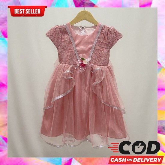 Dress Anak Tangan Serut Umur 1-8 Tahun Dress Anak Perempuan Baju Dres  Gaun Pesta Anak / Baju Dress 